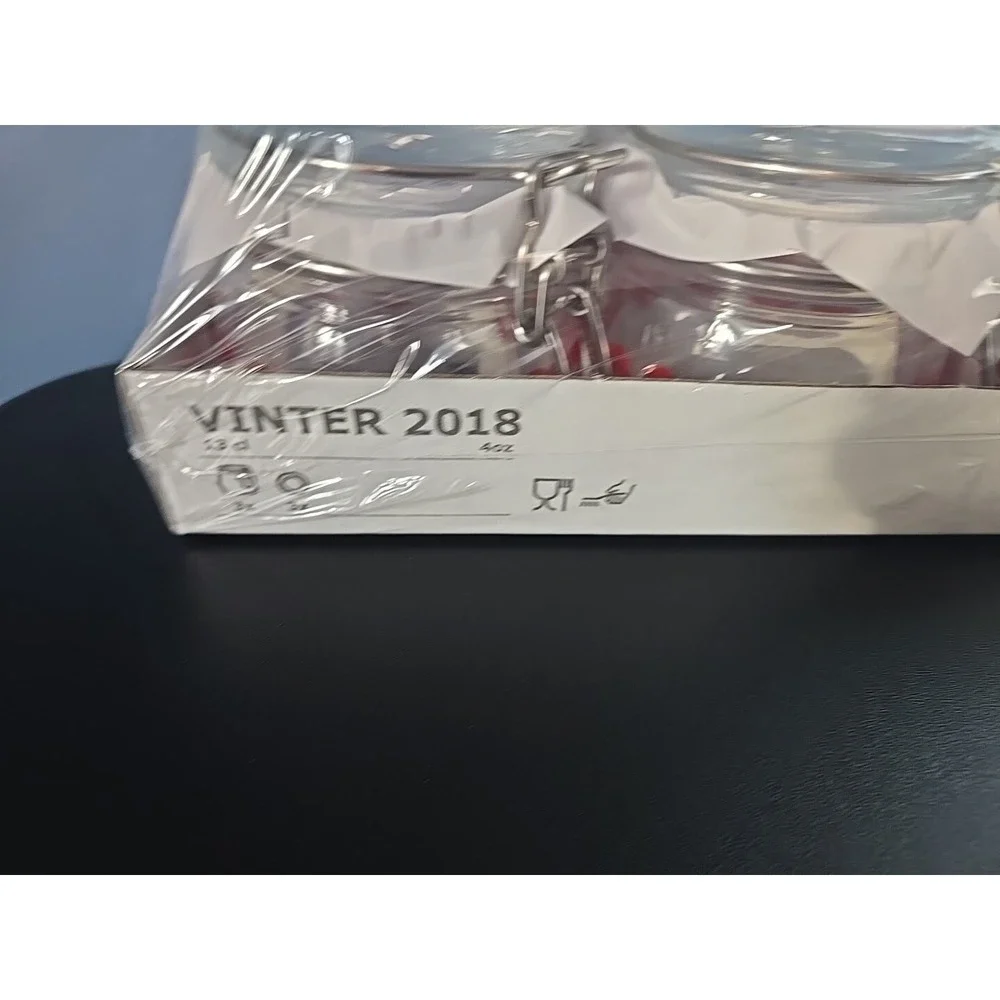 IKEA VINTER 2018 Glass Red Heart 3 Pack Jars‎ Jar Airtight lid 4oz Preserves NEW